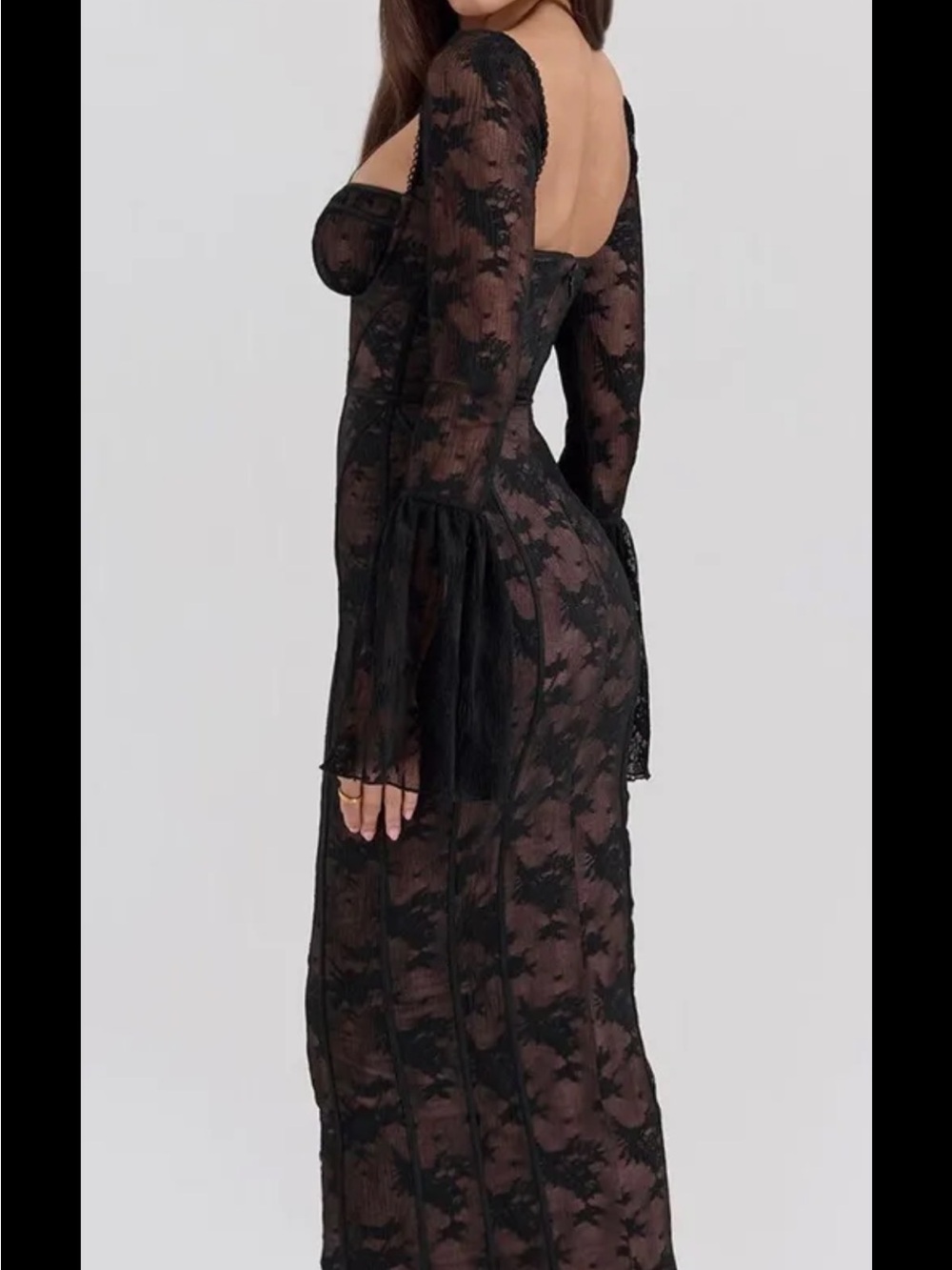 House of CB Black Delilah Lace Maxi Dress - Picture 4 of 7